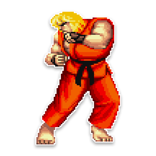 Stickers muraux: Street Fighter Ken Pixel Art