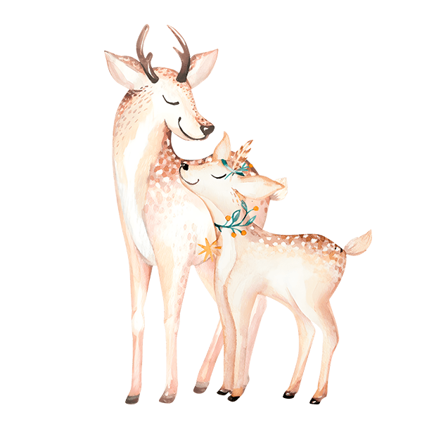 Stickers pour enfants: Biche avec son faon