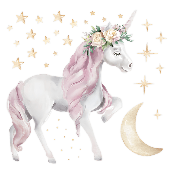 Stickers muraux: Licorne avec des étoiles