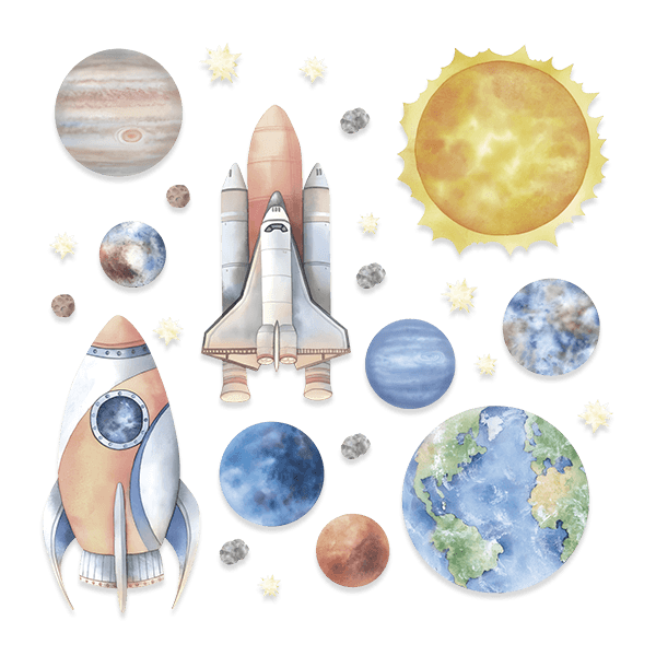 Stickers pour enfants: Fusées et planètes