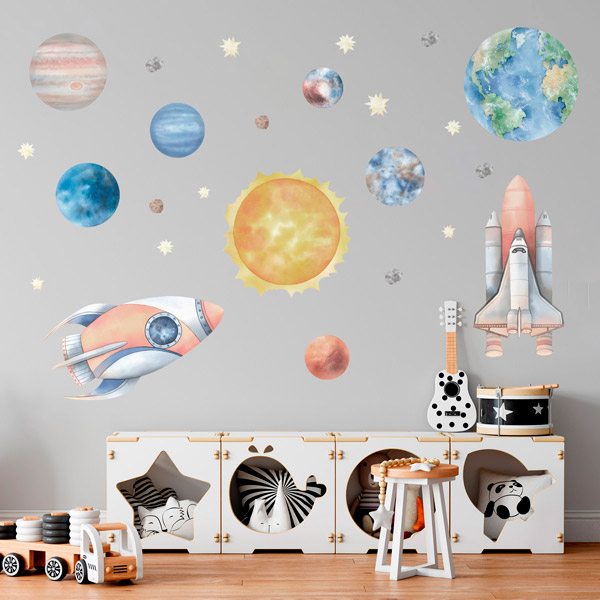 Stickers pour enfants: Fusées et planètes