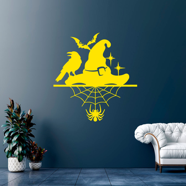 Stickers muraux: Chapeau araignée corbeau chauve-souris