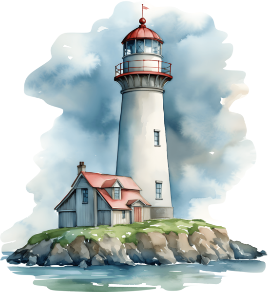 Stickers muraux: La baie du phare Aquarelle