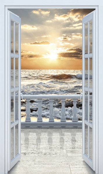 Stickers muraux: Porte au balcon sur la plage