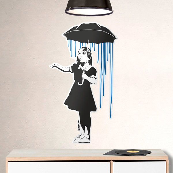 Stickers muraux: Banksy, la Fille Sous la Pluie
