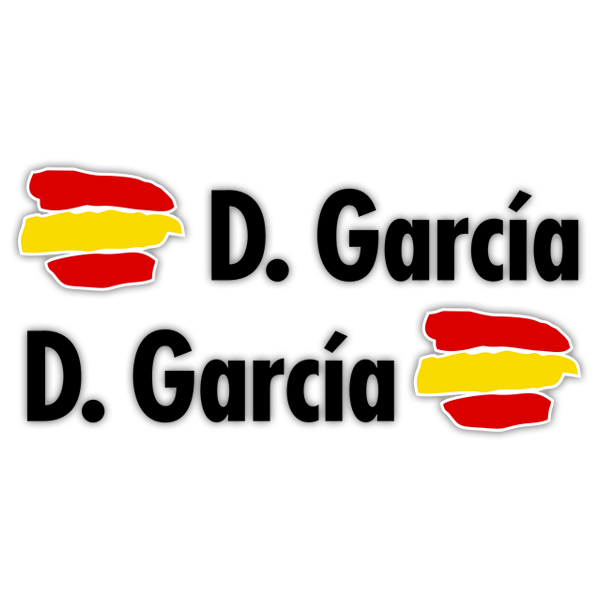 Autocollants: Kit 2 Drapeaux Espagne + Nom en noir