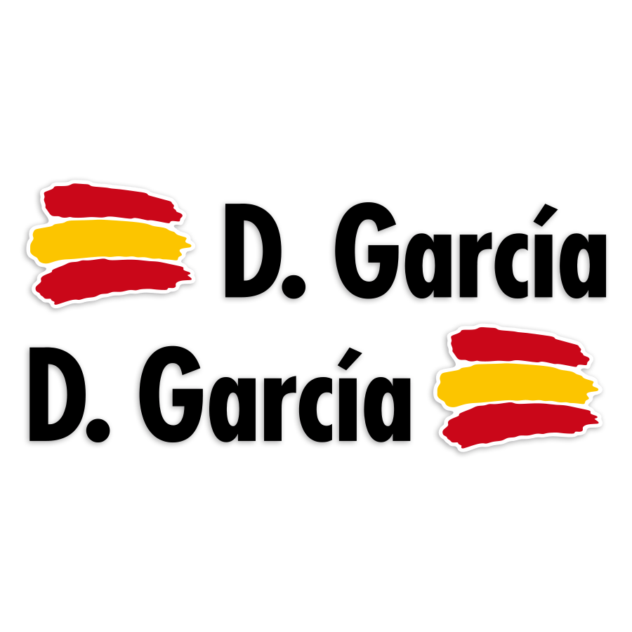 Autocollants: 2X Drapeaux Espagne + Nom en noir