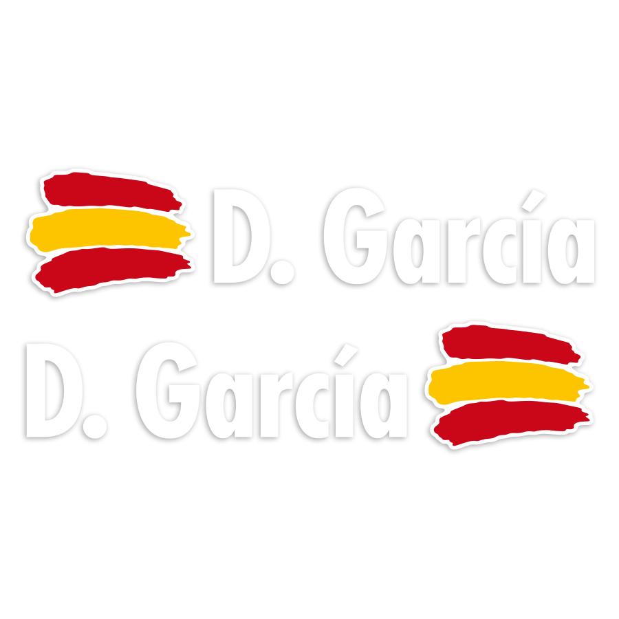 Autocollants: 2X Drapeaux Espagne + Nom en blanc