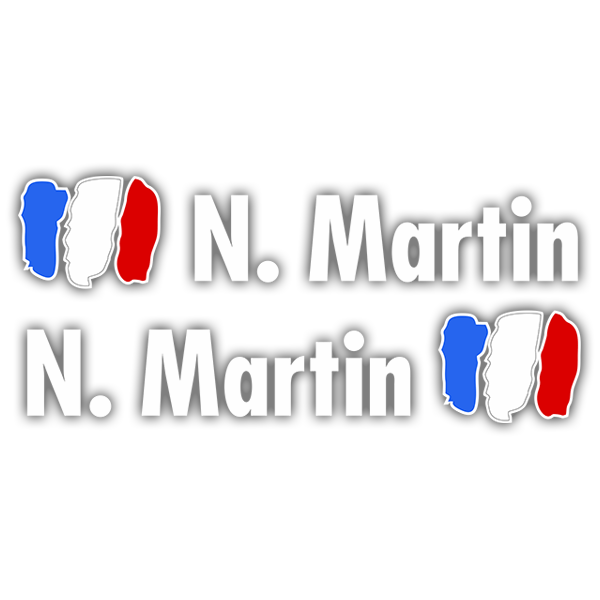 Autocollants: Kit 2 Drapeaux France + Nom en blanc