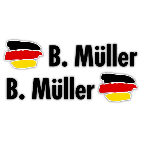 Autocollants: Kit 2 Drapeaux Allemagne + Nom en noir