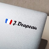Autocollants: 2X Drapeaux France + Nom calligraphique blanc 4