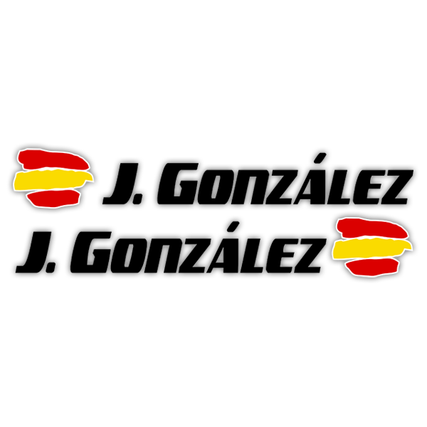 Autocollants: 2 Drapeaux Espagne + Nom sport noir