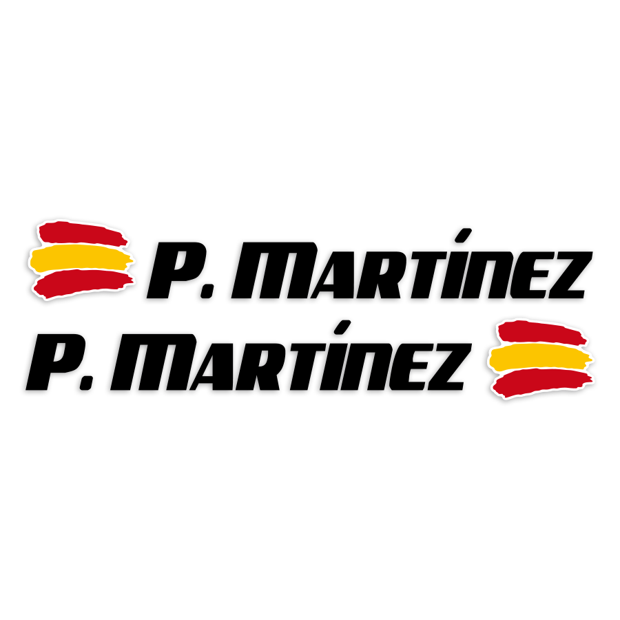 Autocollants: 2X Drapeaux Espagne + Nom sport noir