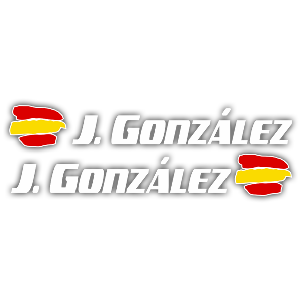 Autocollants: 2 Drapeaux Espagne + Nom sport blanc