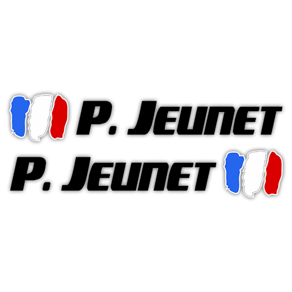 Autocollants: 2 Drapeaux France + Nom sport noir