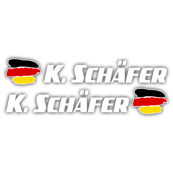 Autocollants: 2 Drapeaux Allemagne + nom de sport blanc