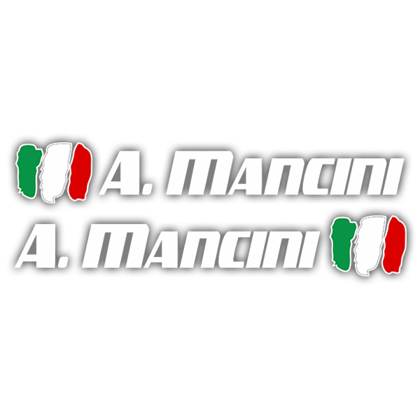 Autocollants: 2 Drapeaux Italie + Nom sport blanc
