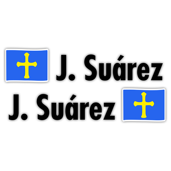 Autocollants: 2 Drapeaux Asturias + Nom en noir
