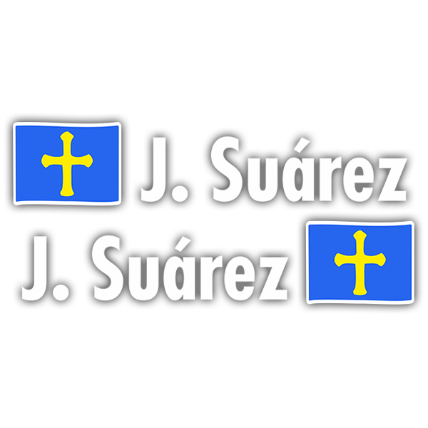 Autocollants: 2 Drapeaux Asturias + Nom en blanc
