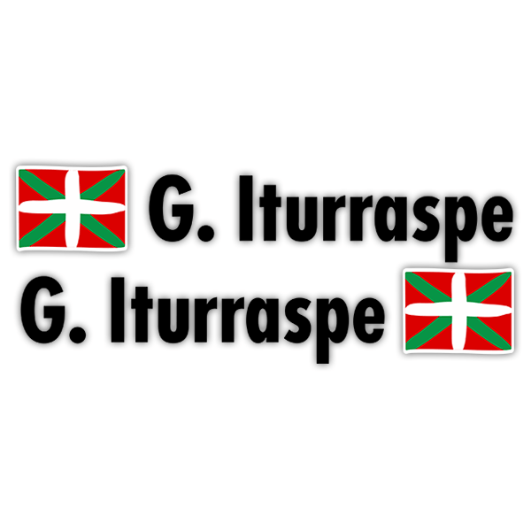 Autocollants: 2 Drapeaux Pays basque + Nom en noir