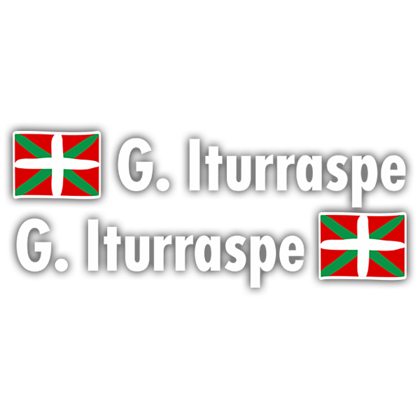 Autocollants: 2 Drapeaux Pays basque + Nom en blanc