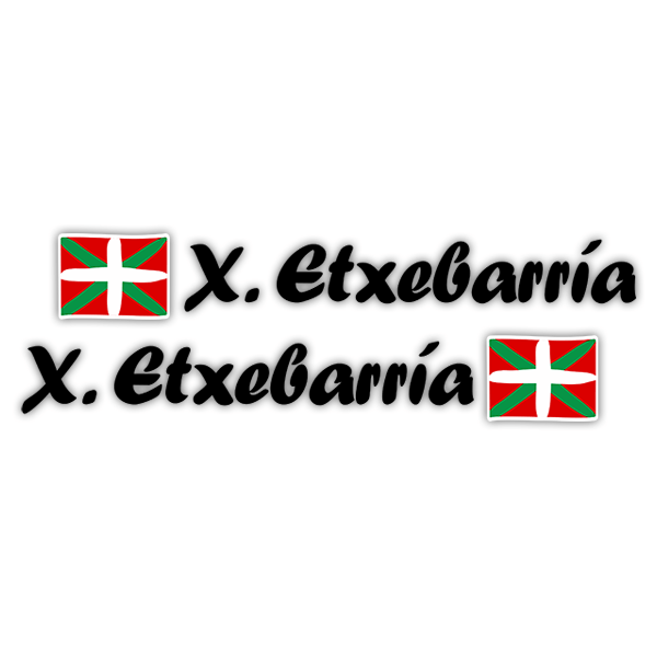 Autocollants: 2X Drapeaux Pays Basque + Nom calligraphique noir