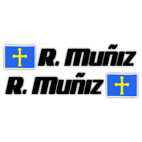 Autocollants: 2 Drapeaux Asturias + Nom sport noir