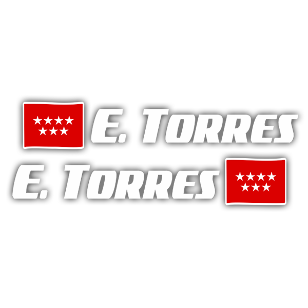 Autocollants: 2 Drapeaux Madrid + Nom sport blanc