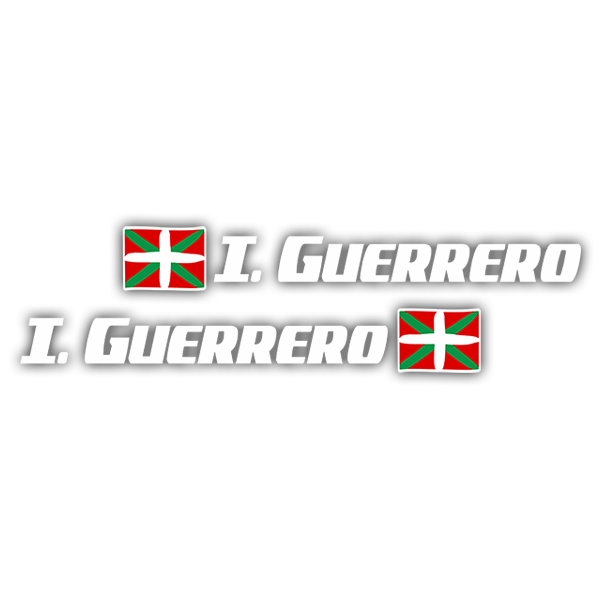 Autocollants: 2 Drapeaux Pays Basque + Nom sport blanc