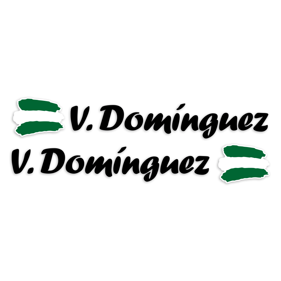 Autocollants: 2X Drapeaux Andalousie + Nom calligraphique noir
