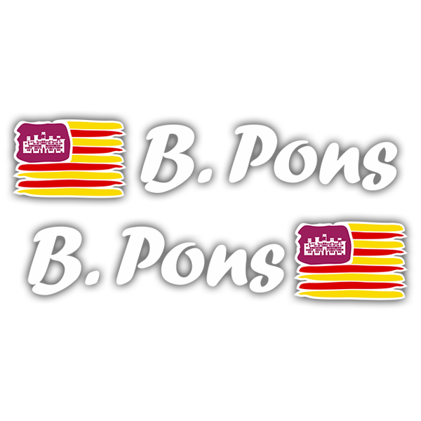Autocollants: 2 Drapeaux Îles Baléares + Nom calligraphique blan