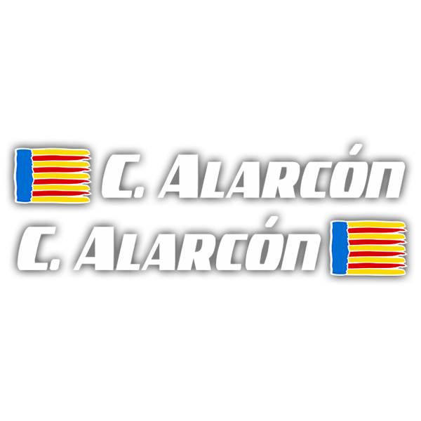 Autocollants: 2 Drapeaux Valencia + Nom sport blanc