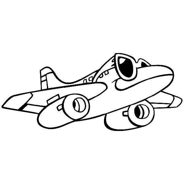 Stickers pour enfants: Avion avec des lunettes de soleil