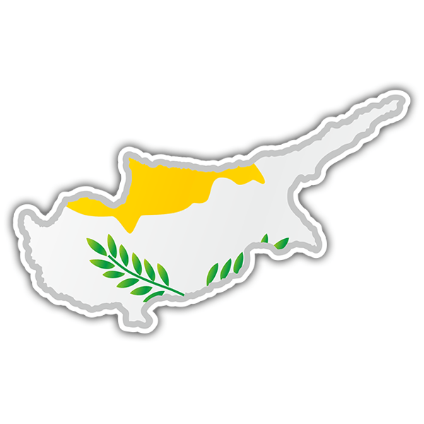 Autocollants: Carte drapeau Chypre