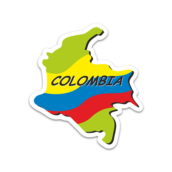 Autocollants: Carte drapeau Colombie