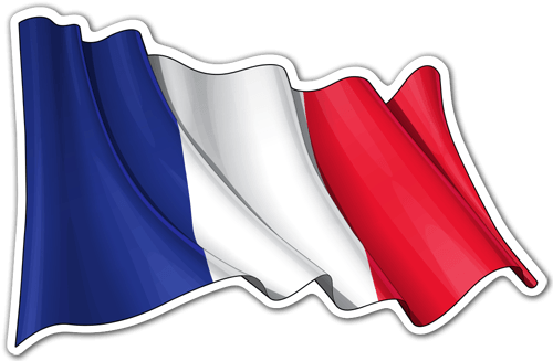 Autocollants: Drapeau de la France en agitant