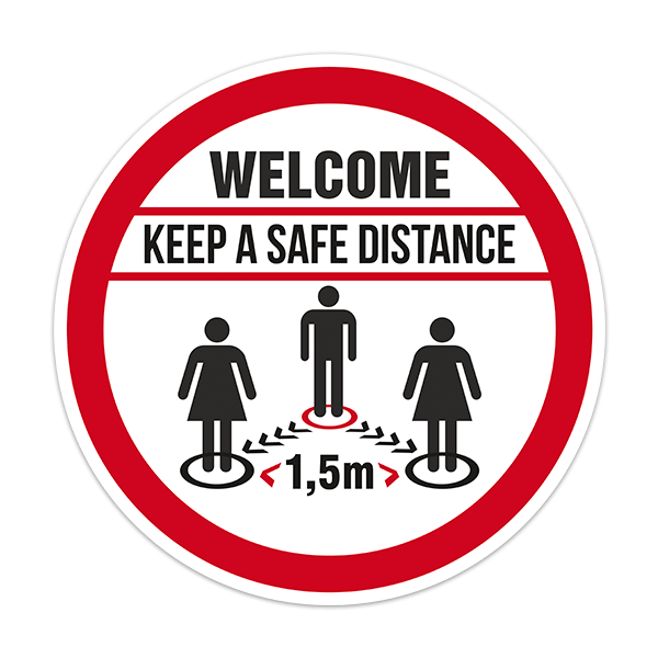 Autocollants: Protection covid19 Bienvenue en anglais