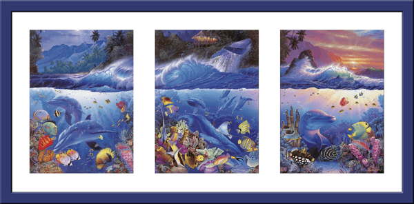 Stickers muraux: Peinture Triptyque des fonds marins