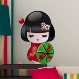 Stickers pour enfants: Poupée Kokeshi avec parapluie 4