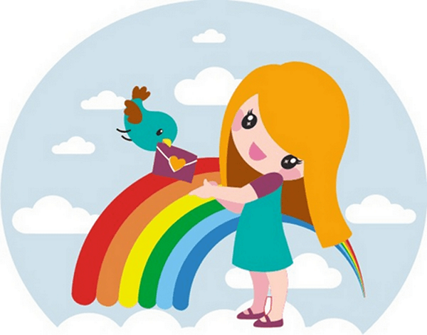 Stickers pour enfants: Fille arc-en-ciel