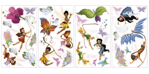 Stickers pour enfants: Stickers muraux Disney Fairies avec des paillettes