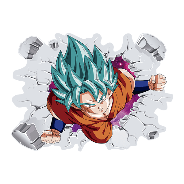 Stickers pour enfants: Dragon Ball Goku Saiyan Bleu