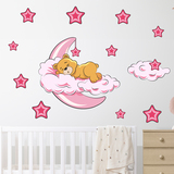 Stickers pour enfants: Ours dans les nuages et la lune rose 5