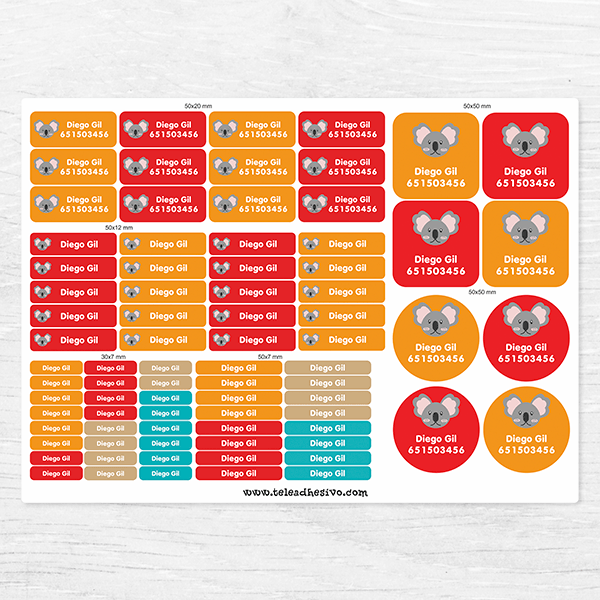 Autocollants: Kit Étiquettes personnalisées koala