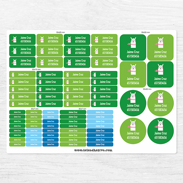 Autocollants: Kit Étiquettes lama avec écharpe