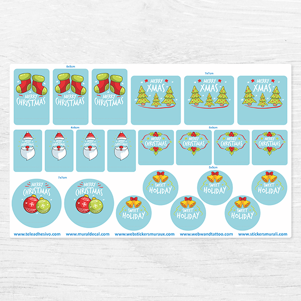 Autocollants: Kit d'étiquettes pour symboles de Noël