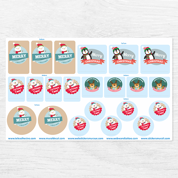 Autocollants: Kit tags Animaux de Noël
