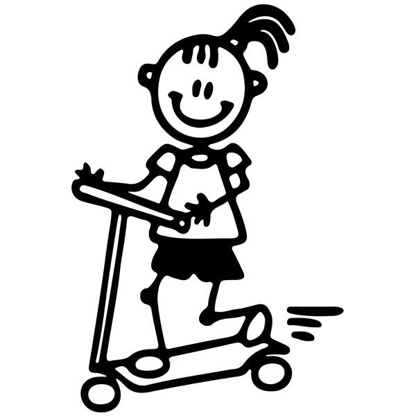 Autocollants: Petite fille sur le scooter
