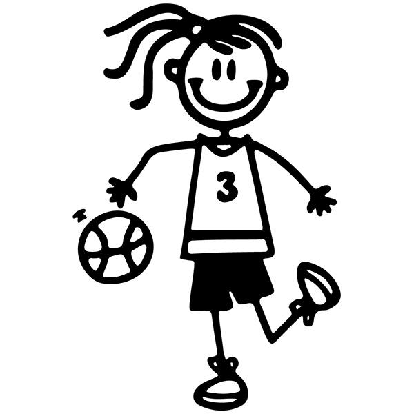 Autocollants: Petite fille jouant au basketball