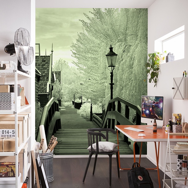 Poster xxl: Paysage enneigé avec un pont en bois 0